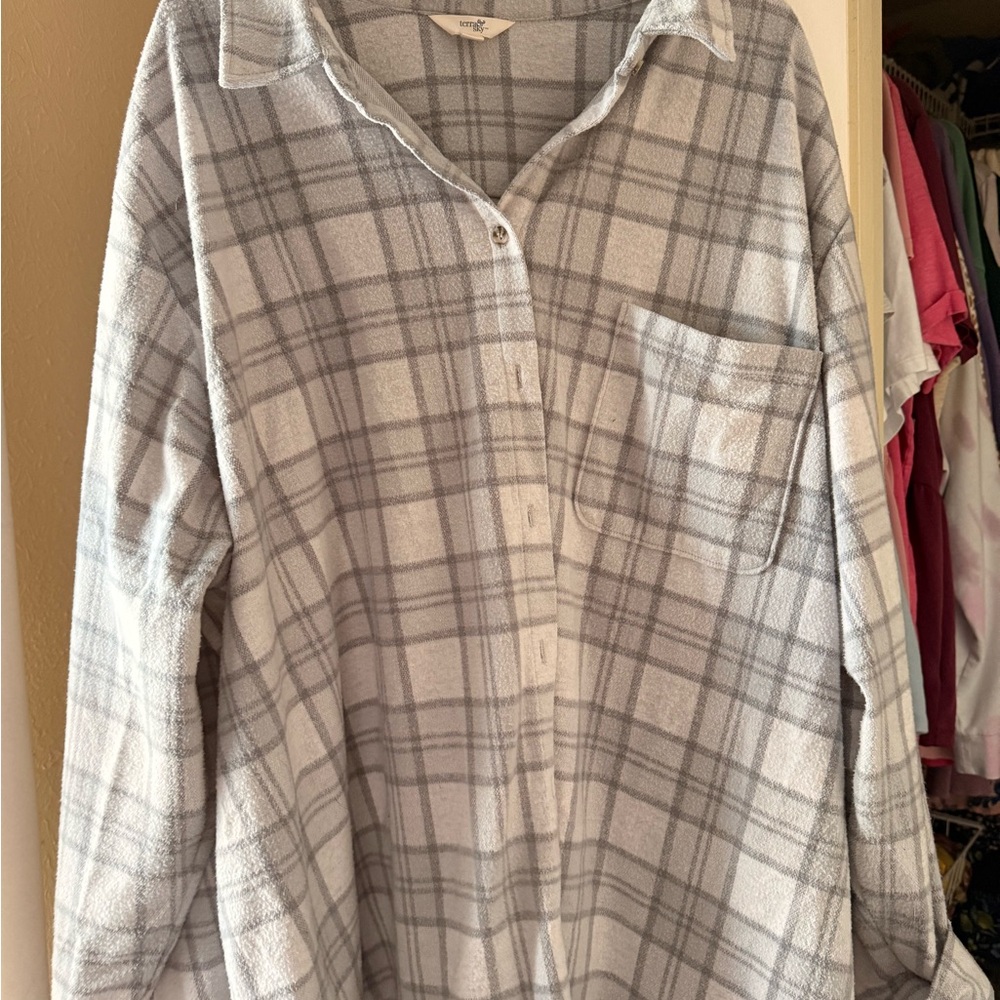 Terra & Sky Gray Checkered Shirt
